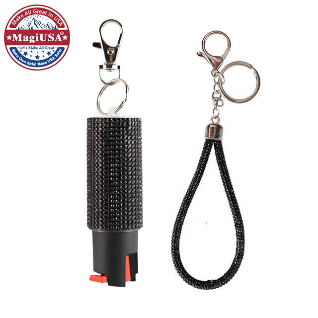 Black Bling-Bling Pepper Spray Keychain Set