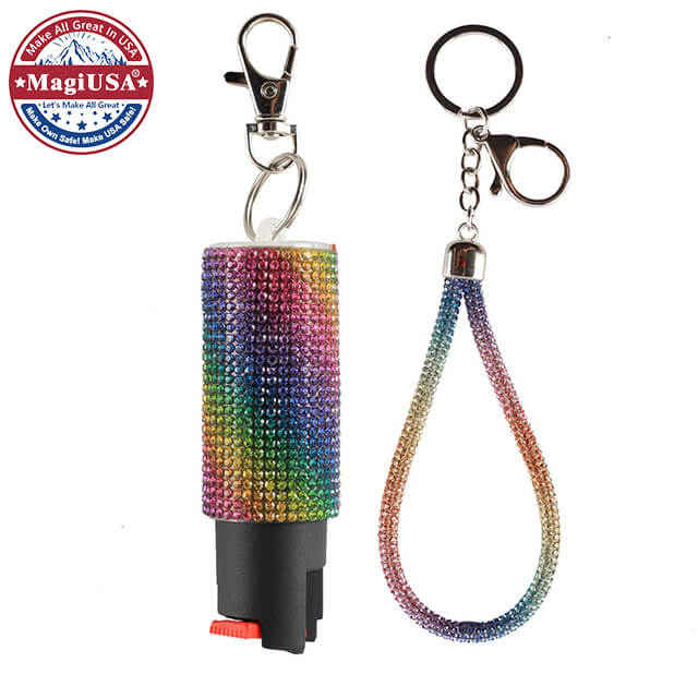Pepper Spray Keychain Set Detail Photo Rainbow Bling-Bling Pepper Spray Keychain Set