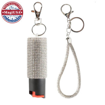 Silver Bling-Bling Pepper Spray Keychain Set