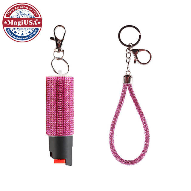 Pepper Spray Keychain Set Detail Photo Pink Bling-Bling Pepper Spray Keychain Set