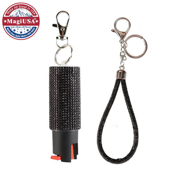Black Bling-Bling Pepper Spray | Self Defense Keychain Set