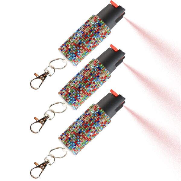 MagiUSA Self Defense Spray for Women - 3-Pack Keychain with Holster, Strong OC & Glitter Pepper Spray | Reusable Safety Accessory for Runners, Jogging, Night Shift, College Students, Gifts for Her