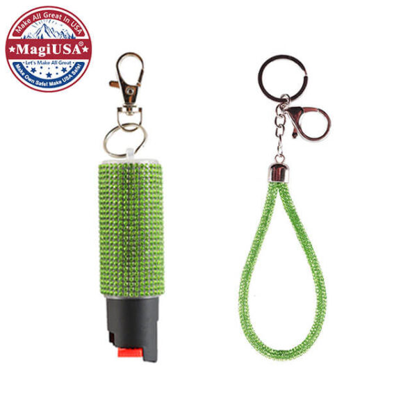 Green Bling-Bling Pepper Spray | Self Defense Keychain Set