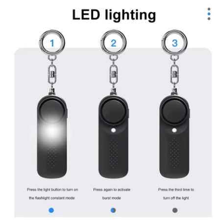 Anti-wolf Alert Ultra Bright LED Emergency Alarm Keychain Standby Over 2 Years Self Defense Electronic Device for Elderly People