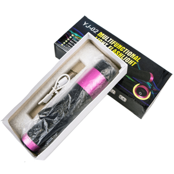 Tactical Rechargeable Torch EDC Pink Defence Electric Baton LED Flashlight