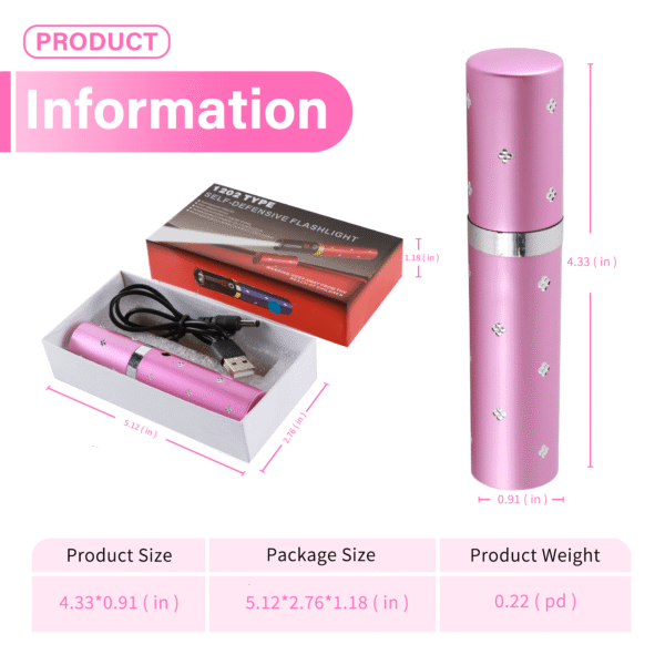 Pink Duo Max Power Stun Gun Double Shock With Removable Safety Pin